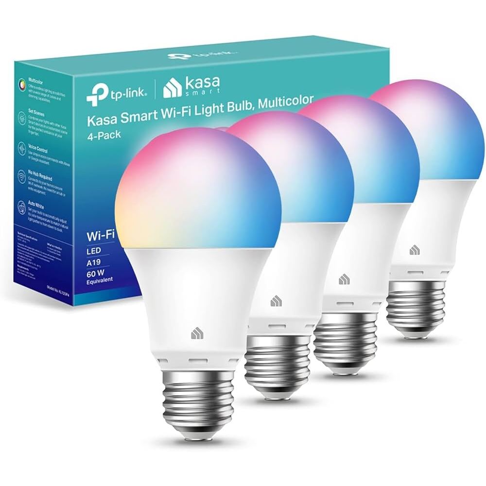 Kasa Smart Light Bulbs Full Color 4-Pack with Alexa and Google Home support
