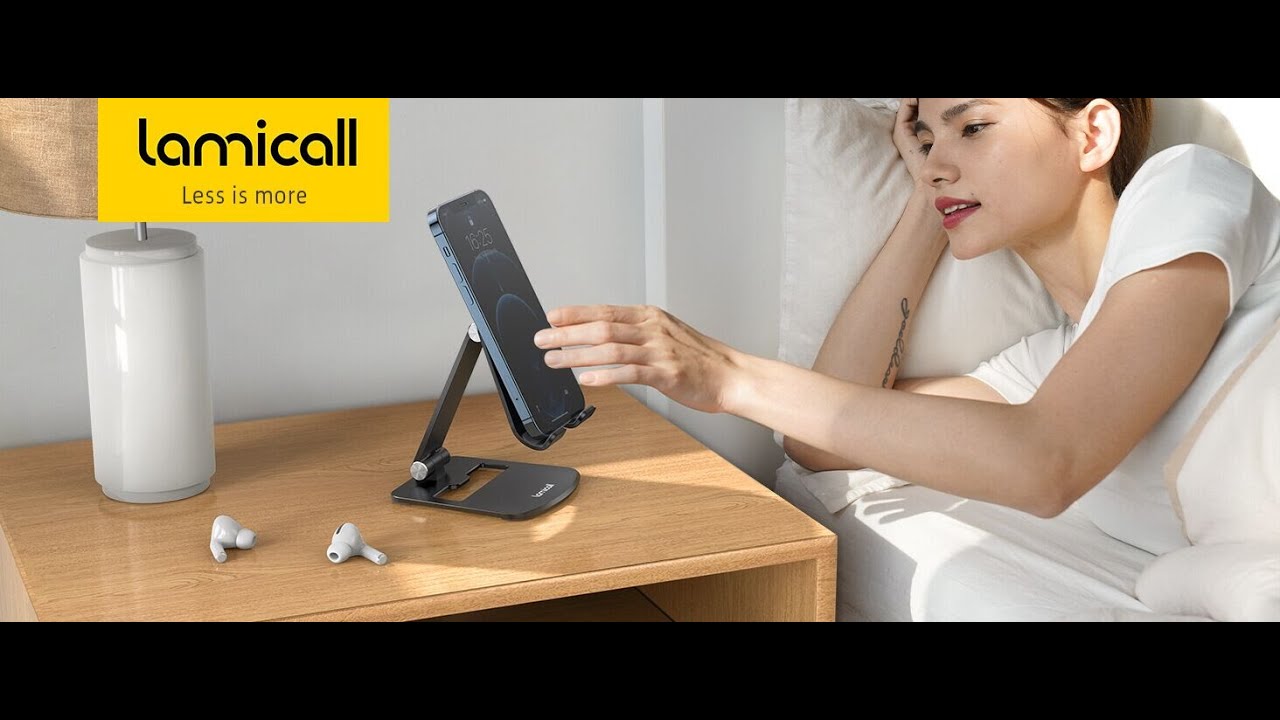 Lamicall adjustable aluminum phone stand for desk with 270-degree rotation